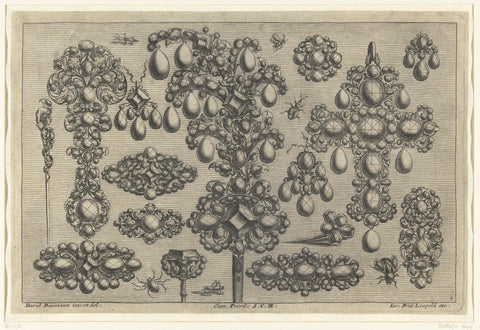 Eighteen designs for jewels and three insects, Joseph Friedrich Leopold, 1695 Canvas Print