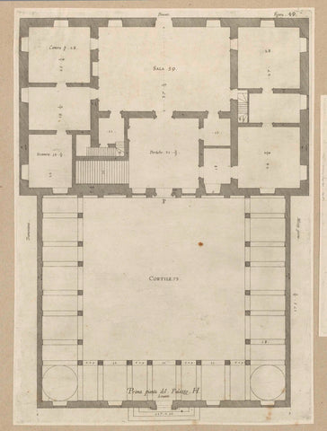 Floor plan of the ground floor of the Villa Grimaldi-Sauli in Genoa, Nicolaes Ryckmans, 1622 Canvas Print