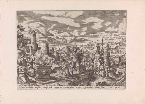 Jefta sacrifices its daughter, Hans Bol, 1579 Canvas Print