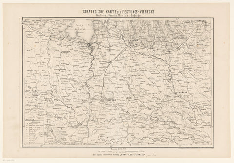 Map of the battlefield in northern Italy, 1866, J.F. Schreiber, 1866 Canvas Print