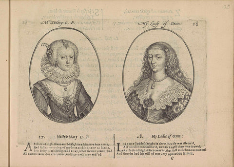 Portraits of the courtesans named Mistress Mary C.P. and Lady of Oxm., Crispijn van de Passe (II), 1635 Canvas Print