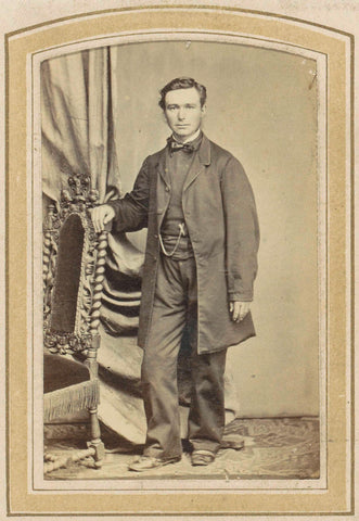 Portrait of a man at a chair, anonymous, c. 1860 - c. 1900 Canvas Print