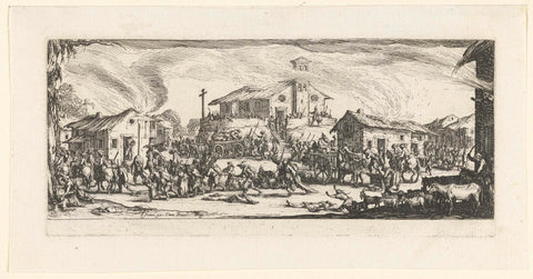 Soldiers plunder a village, Jacques Callot, 1633 Canvas Print