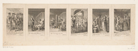 Six performances from Müller's Siegfried von Lindenberg, Daniel Nikolaus Chodowiecki, 1783 Canvas Print