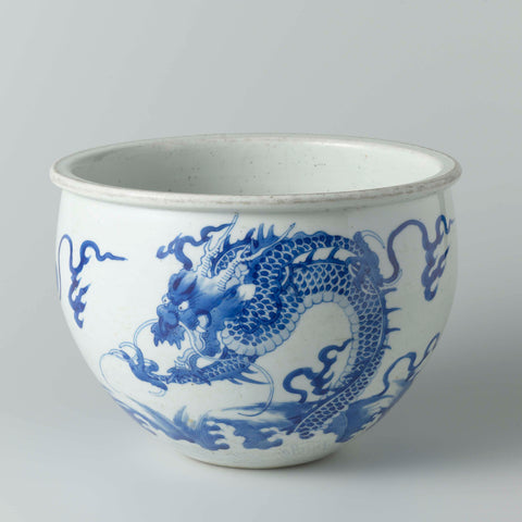 Flower pot with two pearl chasing dragons and two carps, anonymous, c. 1800 - c. 1899 Canvas Print