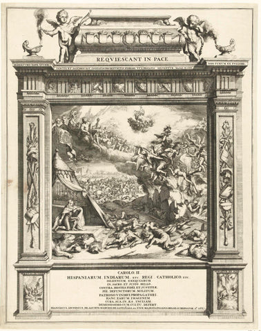 Ascension of the Spanish soldiers who died in the fight against the Turks, 1687, Romeyn de Hooghe (attributed to), 1687 Canvas Print