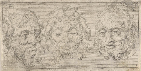 Drie maskers zonders hoorns, Pieter Feddes van Harlingen, 1611 Canvas Print