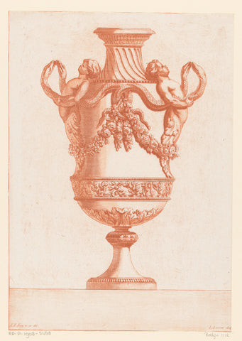 Vase with putti and snakes, L. Laurent, 1775 - 1785 Canvas Print