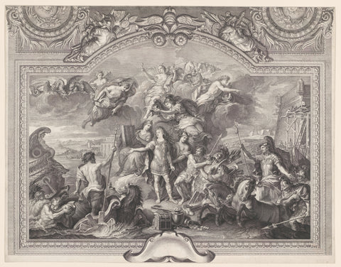 Ceiling painting in the Grande Galerie of Versailles with Louis XIV, King of France, between Neptune and Mars, Laurent Cars, in or before 1752 Canvas Print