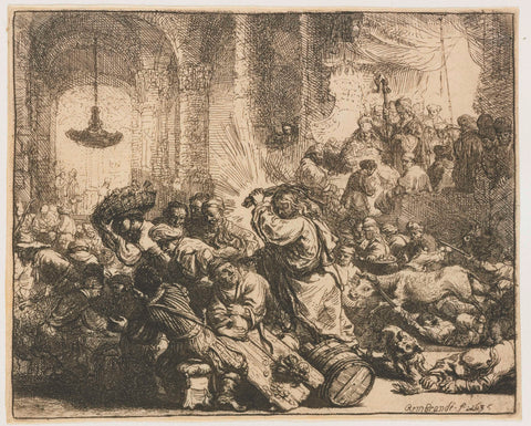 Christ driving the money changers from the temple, Rembrandt van Rijn, 1635 Canvas Print