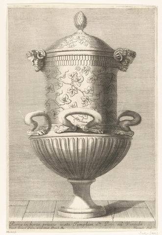 Urn with two satyr heads, Georges Tournier, c. 1650 Canvas Print