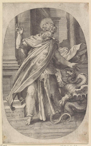 Man with Dragon, Giulio Bonasone, 1501 - 1580 Canvas Print