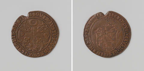 Allegory on the calm and courageous behaviour of Margaret of Austria, governor of the Netherlands, calculation medal of the Council of Finance, anonymous, 1511 Canvas Print