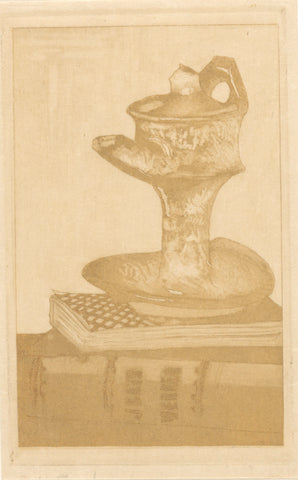 Still life with jug and books, Frans Everbag, 1914 Canvas Print