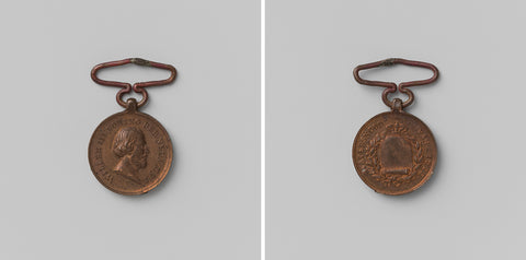 Flood disaster, medal awarded for services rendered, in honour of William III, King of the Netherlands, David van der Kellen (1804-1879), 1855 Canvas Print