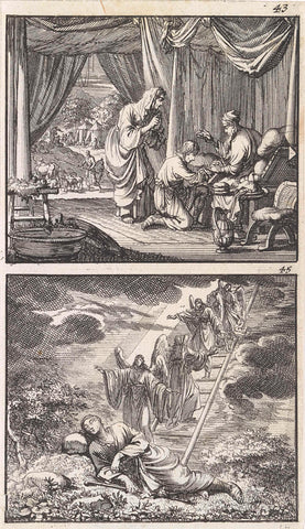 Isaak blesses Jakob / Dream of Jacob, Jan Luyken, 1698 Canvas Print