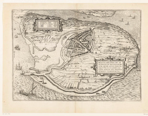 Map of the island of Voorne and map of Brielle, 1572, Frans Hogenberg, Symon Novelanus, 1657 Canvas Print