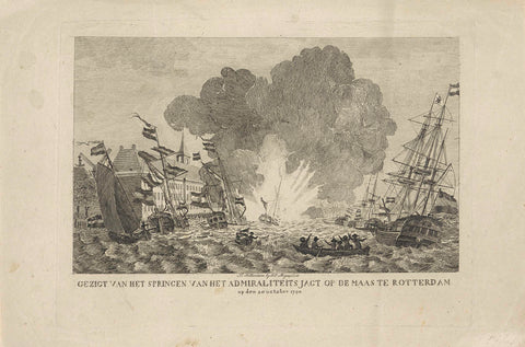 Explosion of the admiralty yacht in Rotterdam, 1790, anonymous, 1791 Canvas Print