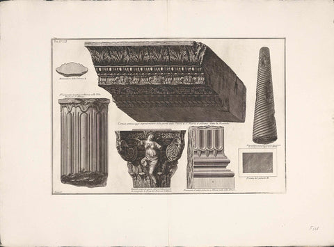 Cornice and column remains from Albano, Giovanni Battista Piranesi, 1764 Canvas Print