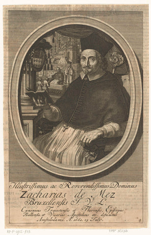 Portrait of Bishop Zacharias du Mez of Thrallen, François van Bleyswijck, 1726 Canvas Print