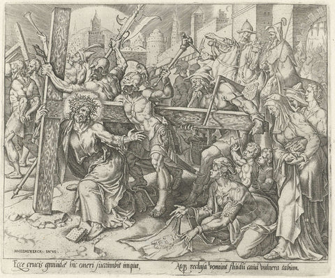 Cross-bearing and the encounter with Veronica, Harmen Jansz Muller, 1565 Canvas Print