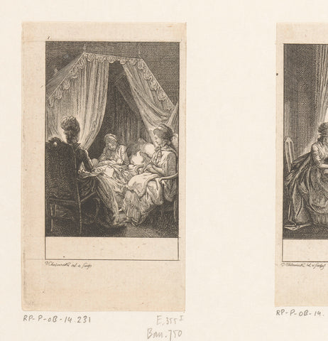 Dames op kraamvisite, Daniel Nikolaus Chodowiecki, 1780 Canvas Print