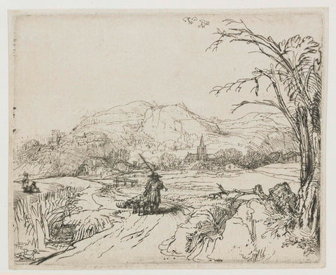 Landscape with Sportsman and Dogs (‘Het jagertje’), Rembrandt van Rijn, c. 1648 Canvas Print