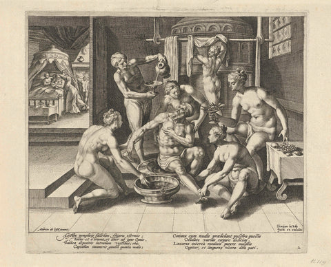 De rijke man in bad, Crispijn van de Passe (I), 1589 - 1611 Canvas Print