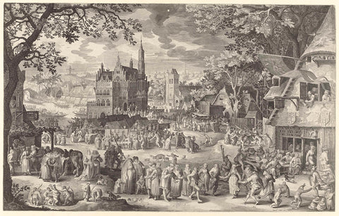 Farmer's fair for dare in village square, Boëtius Adamsz. Bolswert, 1590 - 1633 Canvas Print