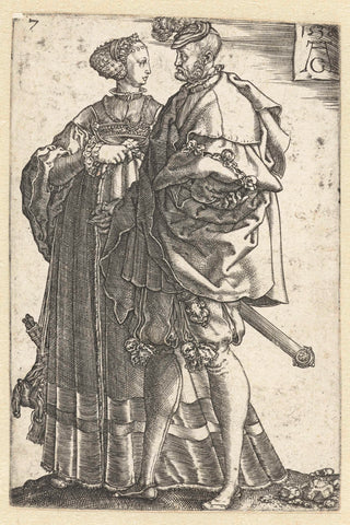 Dancing couple no. 7, Heinrich Aldegrever, 1538 Canvas Print