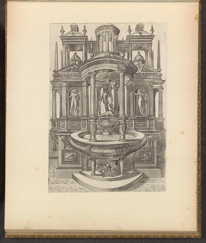 Round fountain with a statue of David, Johannes or Lucas van Doetechum, c. 1600 Canvas Print