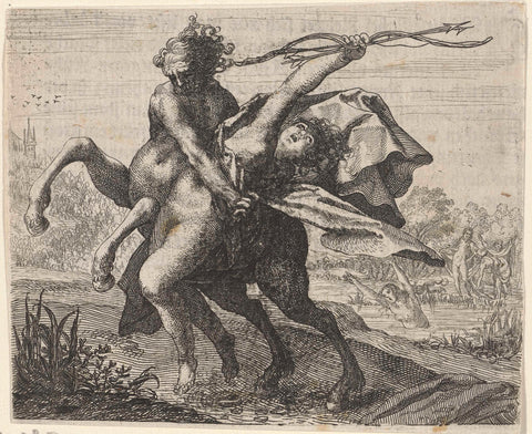 Fable of the kidnapping of a woman by a centaur, Aegidius Sadeler, 1608 Canvas Print