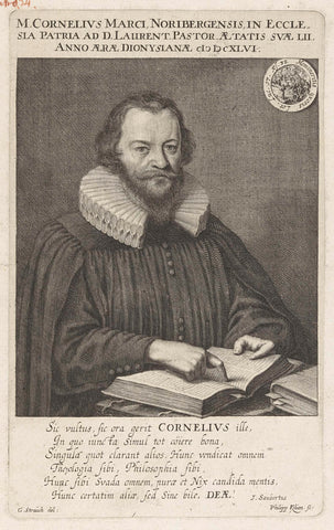 Portrait of Cornelius Marci at the age of 52, Philipp Kilian, 1646 Canvas Print