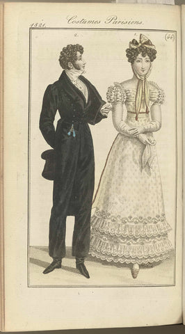 Journal des Dames et des Modes, editie Frankfurt 28 October 1821, Costumes Parisiens (44), anonymous, 1821 Canvas Print