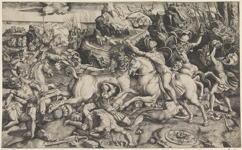 Gevechtsscène, Marco Dente, 1498 - 1532 Canvas Print