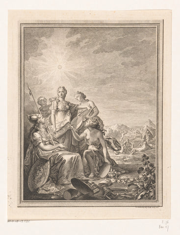 Beauty with Minerva and the three graces, Daniel Nikolaus Chodowiecki, 1771 Canvas Print