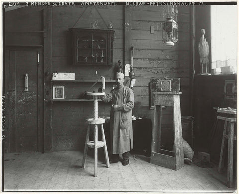 The sculptor Joseph Mendes da Costa in his studio, Nieuwe Prinsengracht 71, Amsterdam, Sigmund Löw, 1903 Canvas Print