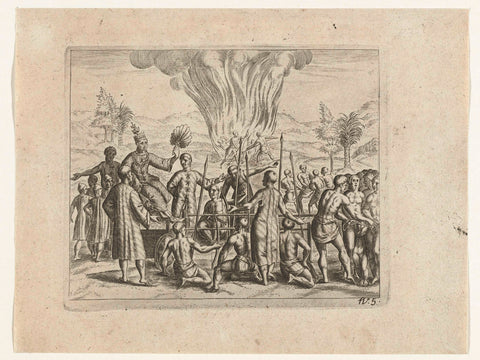 The king of Pegu has his opponents burned, 1604, anonymous, 1644 - 1646 Canvas Print