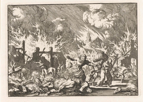 Grote brand te Haarlem, 1576, Jan Luyken, 1696 - 1698 Canvas Print