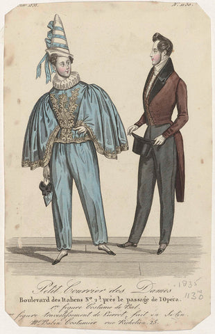 Petit Courrier des Dames, 1835, No. 1130 : 1st figure Costume de Bal (...), Damours, 1835 Canvas Print