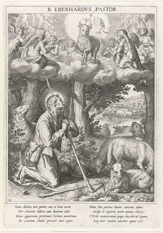 Saint Everardus kneels before the vision of the Lamb of God, Raphaël Sadeler (I), 1615 Canvas Print