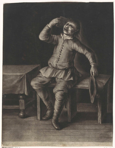 The Feeling: a man combs his hair, Jacob Gole, 1670 - 1724 Canvas Print