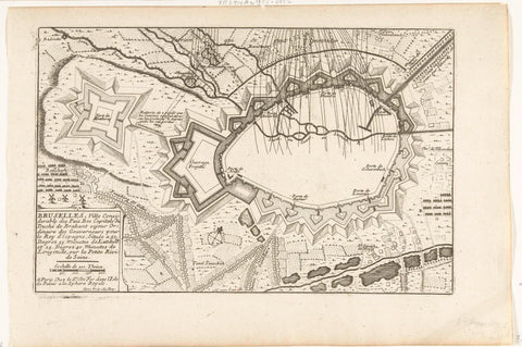 Map of the bombing of Brussels by the French (bottom half), 1695, Harmanus van Loon, 1695 Canvas Print