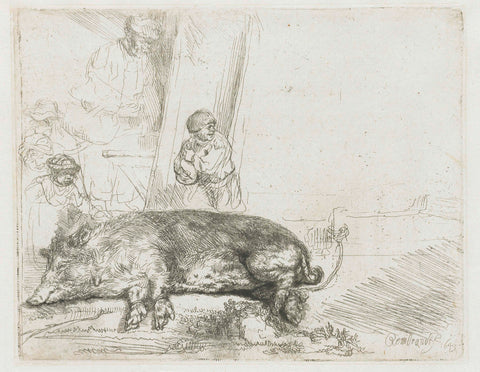 The Sow, Rembrandt van Rijn, 1643 Canvas Print