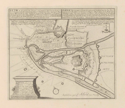 Map of Liège, Abraham Allard, 1702 - 1733 Canvas Print