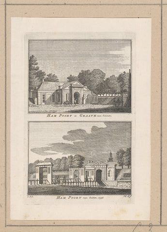 View of the Hampoort from the inside Grave and view of the Hampoort from outside Grave, 1732, Hendrik Spilman, 1746 - 1792 Canvas Print