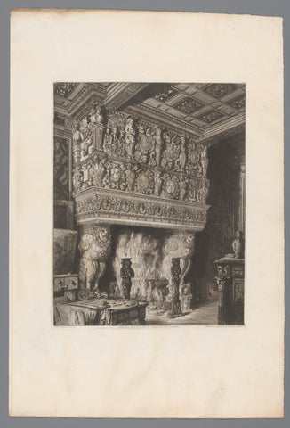 Decorated fireplace in the castle of Terre-Neuve, Octave Guillaume de Rochebrune, 1874 Canvas Print