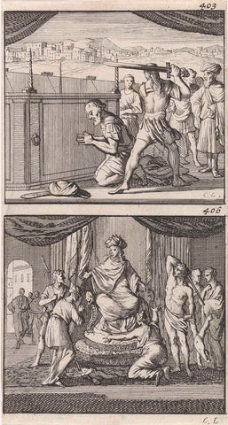 Beheading of Joab / Solomon's jurisprudence, Caspar Luyken, 1698 Canvas Print