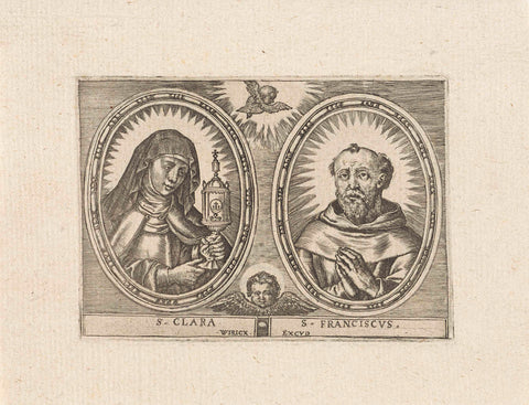 H. Clara and H. Franciscus of Assisi, Wierix, 1550 - before 1619 Canvas Print