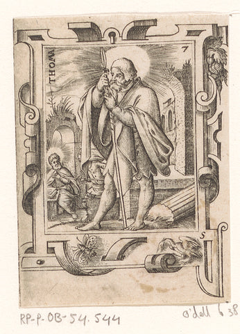 Heilige Tomas in een rolwerk omlijsting, Virgilius Solis, 1568 Canvas Print